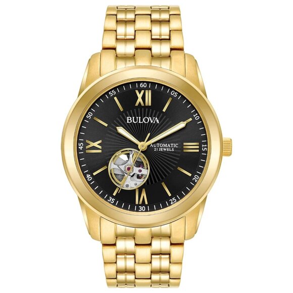 Bulova Men's Classic Automatic 21 Jewels Gold Stainless Steel Watch 42 MM 97A132 - Picture 1 of 4